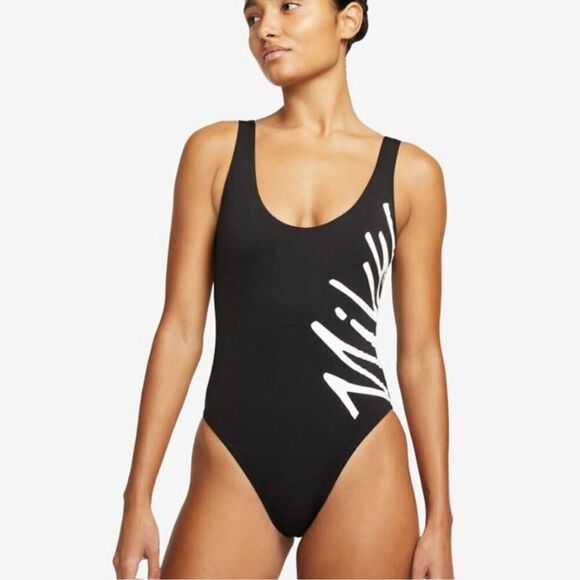 NWT NIKE Multi Logo U-Back One-Piece Swimsuit, Size Medium - Picture 4 of 8